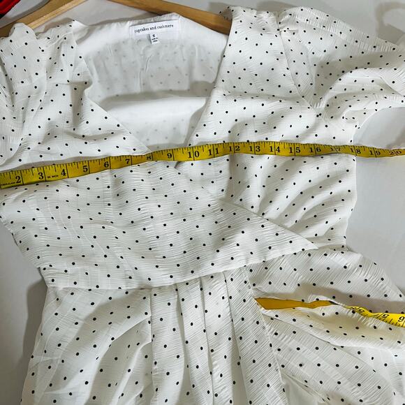 Cupcake And Cashmere Estrella Polka Dot Tulip Hem Dress Size S Small White Black - Picture 8 of 9